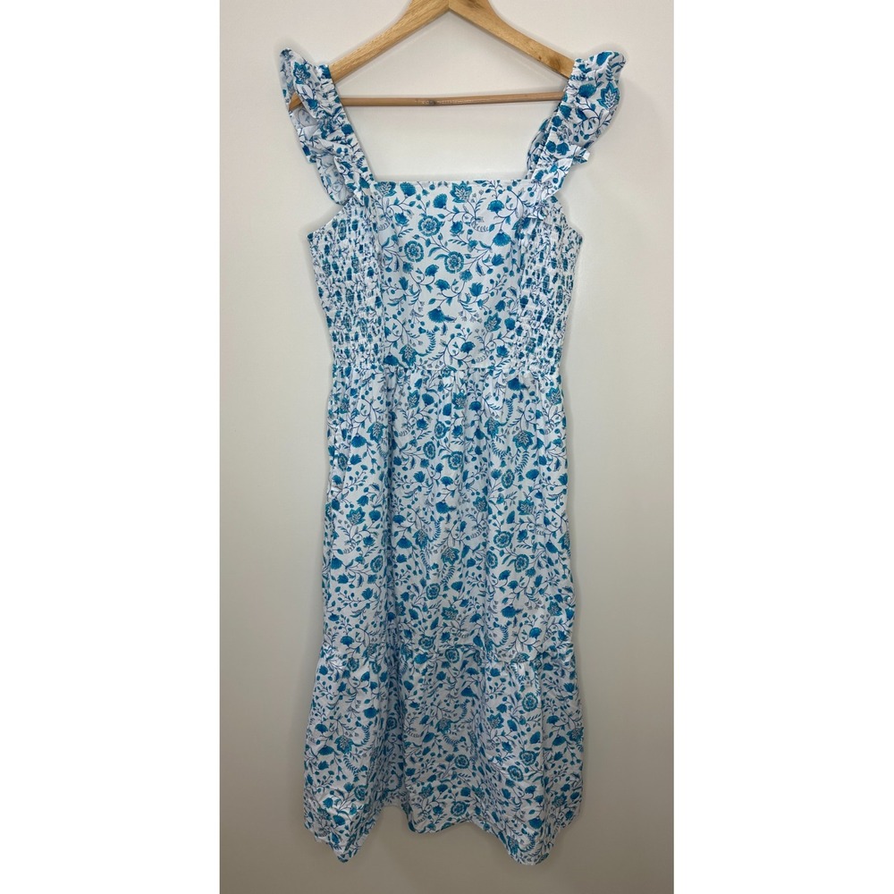 Draper James Paisley Flutter Strap Smocked Midi Dress Large Wedding Coquette - Picture 2 of 16